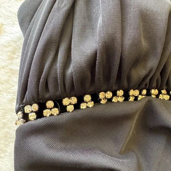 CACHE Vintage 90s Black Sheer Halter Maxi Dress, Black Prom Dress, Fairy Goth - Picture 7 of 11